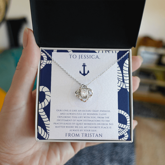 Personalized for Wife - Love is Like an Ocean - Ocean Drop Necklace