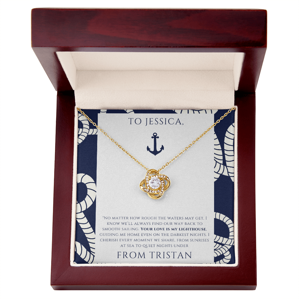 Personalized for Wife - Your Love is My Lighthouse - Ocean Drop Necklace