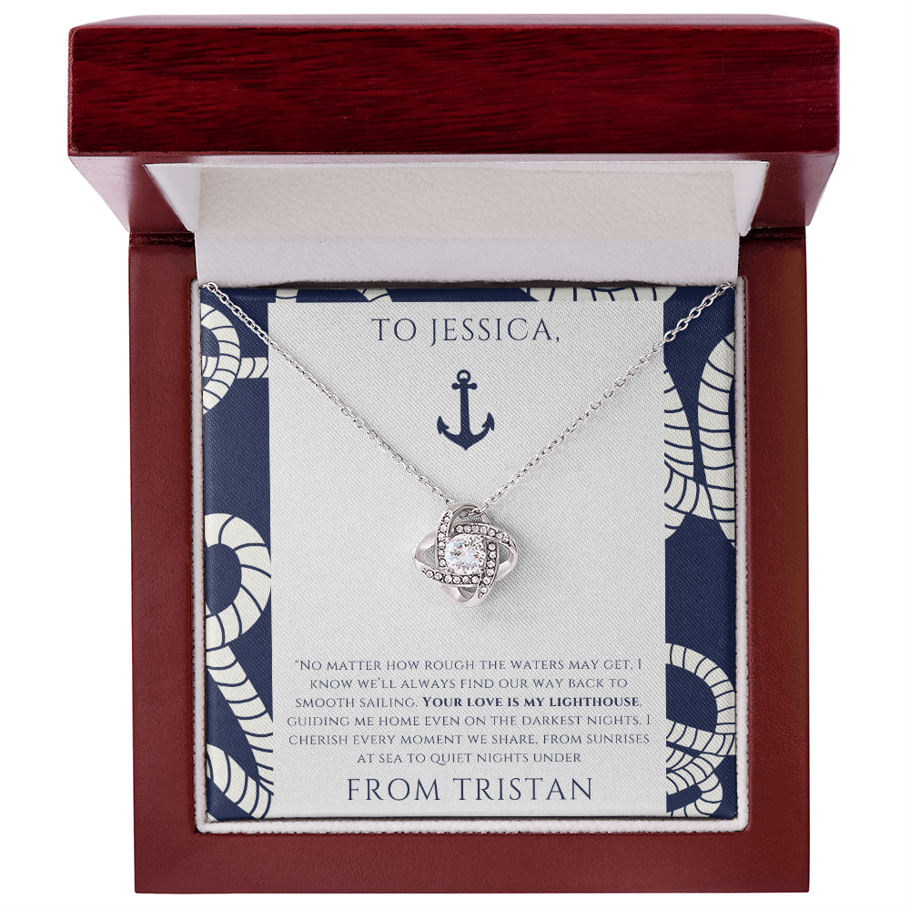 Personalized for Wife - Your Love is My Lighthouse - Ocean Drop Necklace