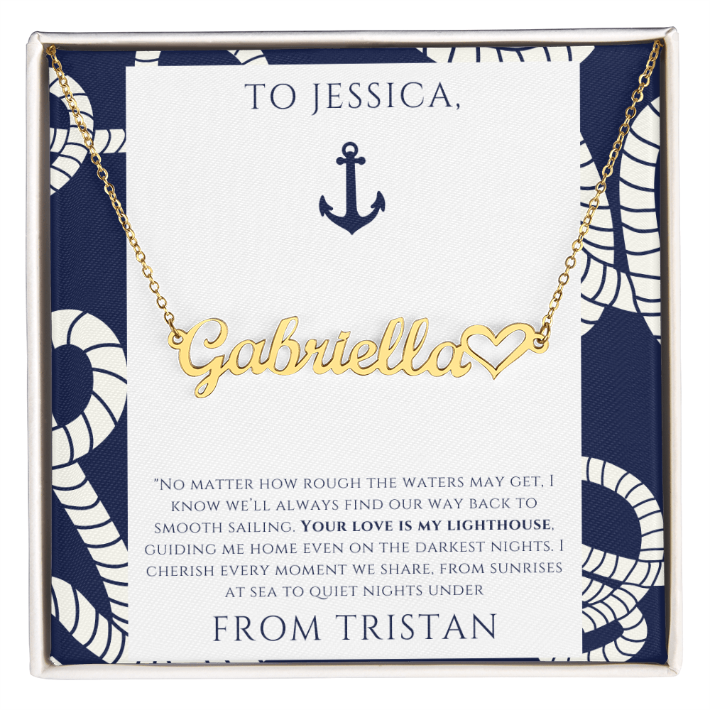 Personalized for Wife - Your Love is My Lighthouse - Name Necklace