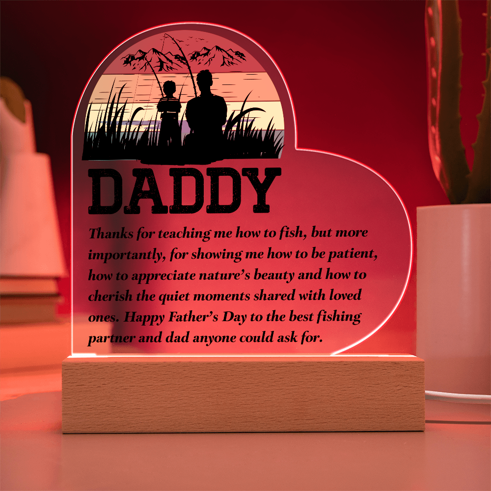 Dad - Best Fishing Partner | Father's Day Acrylic Heart Plaque