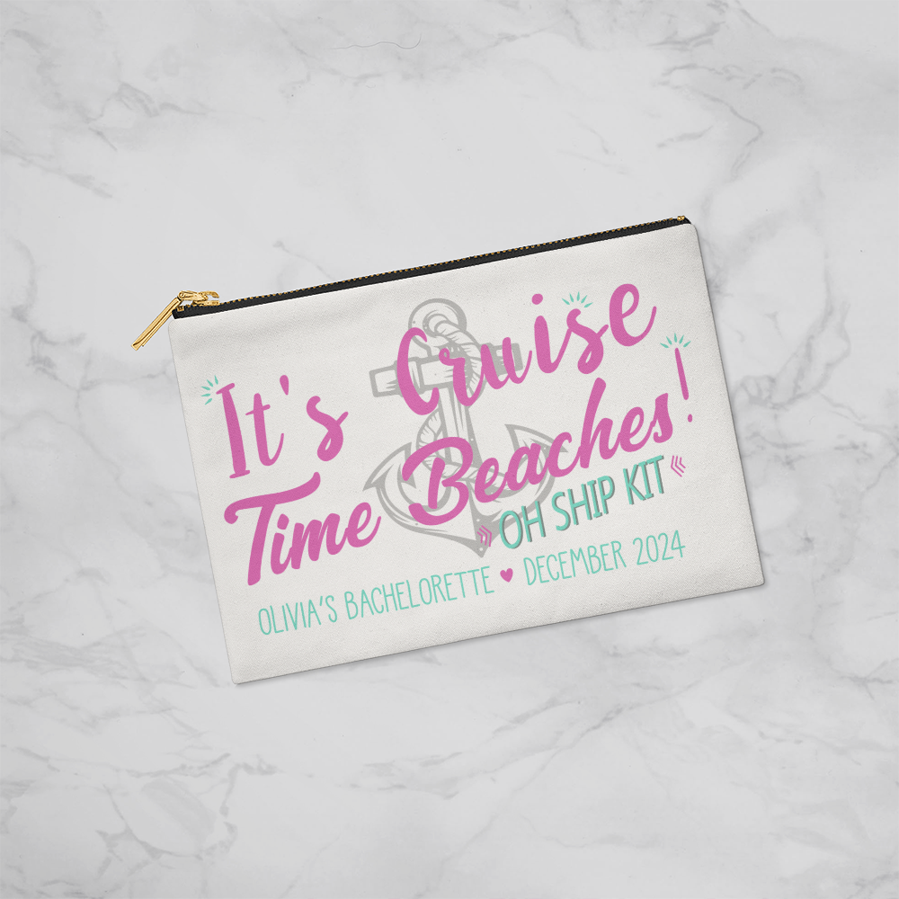 Personalized Cruise Time Beaches Bachelorette Small Pouch