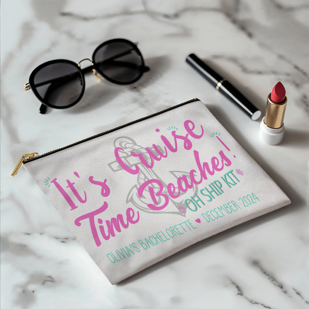 Personalized Cruise Time Beaches Bachelorette Small Pouch