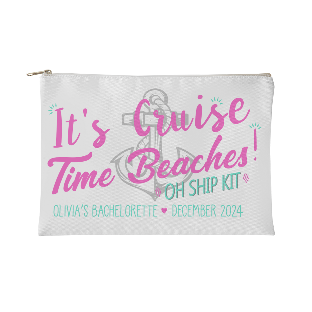 Personalized Cruise Time Beaches Bachelorette Small Pouch