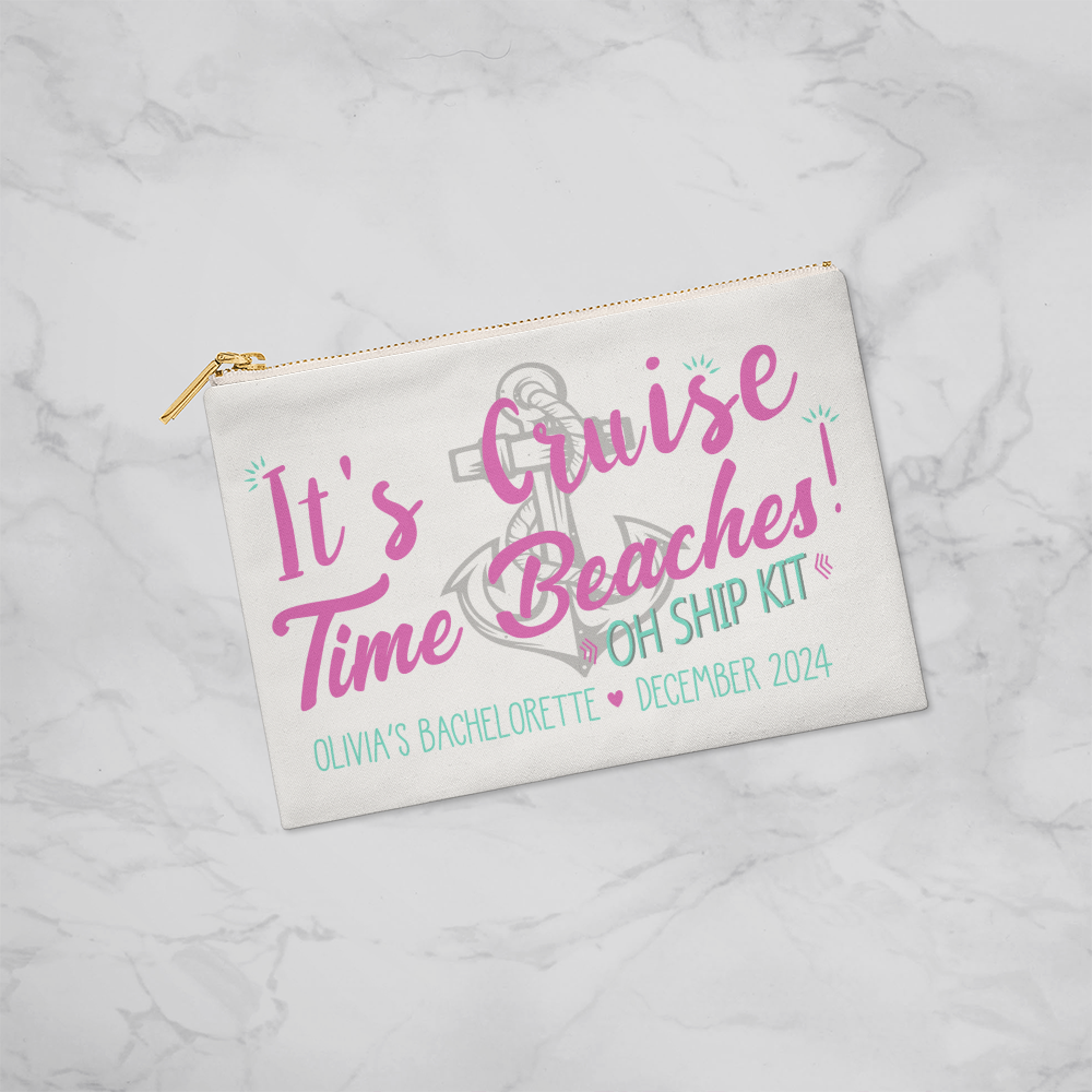 Personalized Cruise Time Beaches Bachelorette Small Pouch