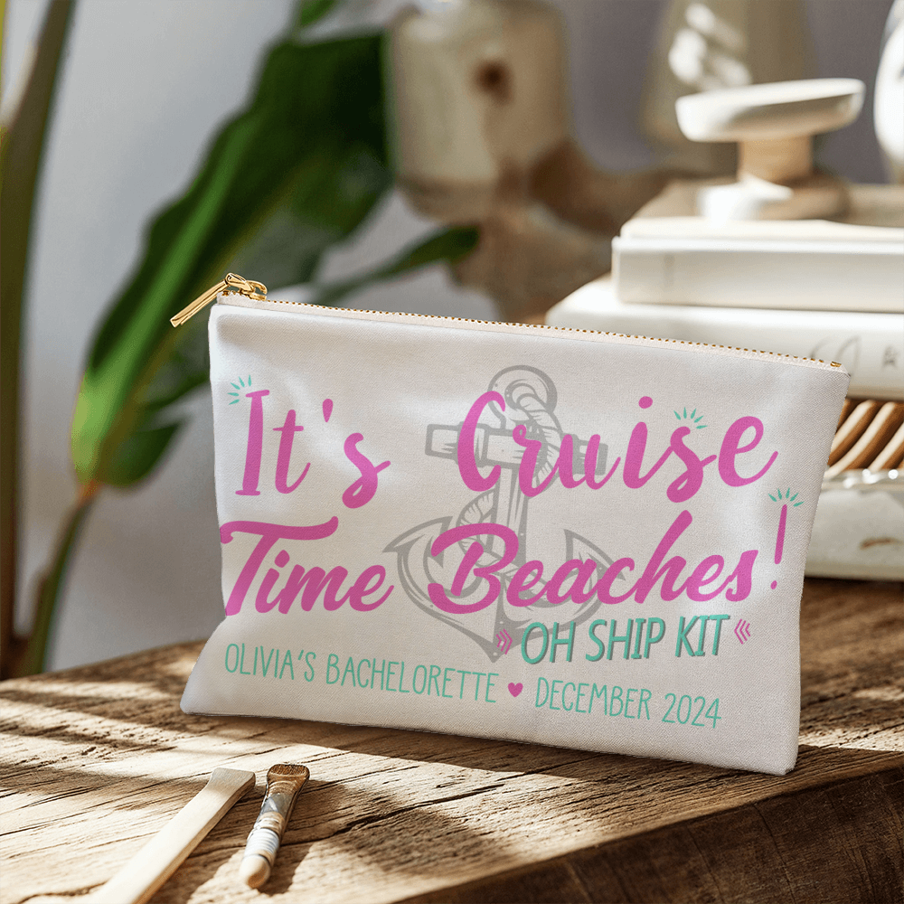 Personalized Cruise Time Beaches Bachelorette Small Pouch