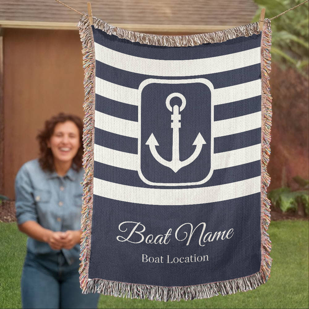 Personalized Boat Heirloom Woven Blanket