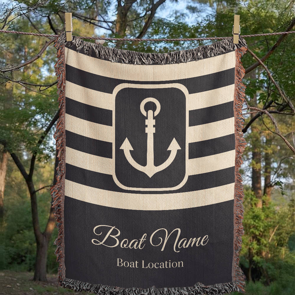 Personalized Boat Heirloom Woven Blanket