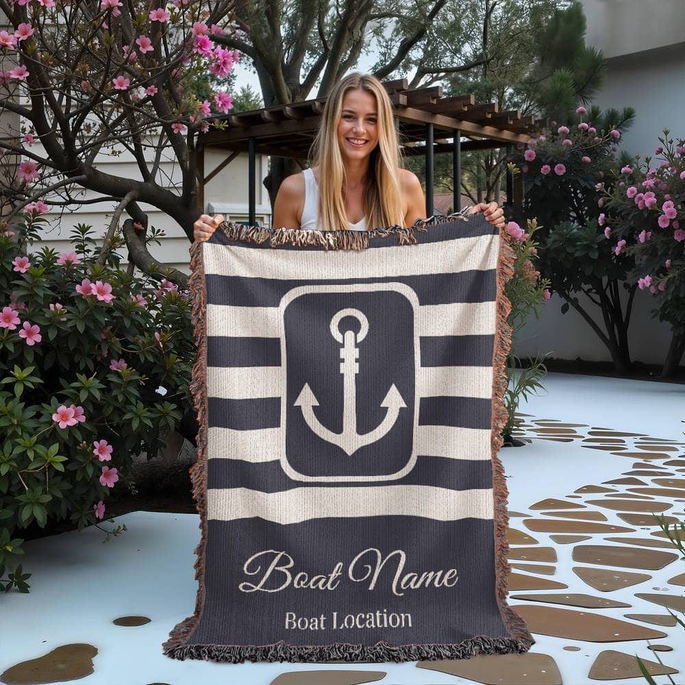 Personalized Boat Heirloom Woven Blanket