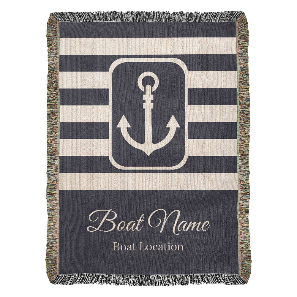 Personalized Boat Heirloom Woven Blanket