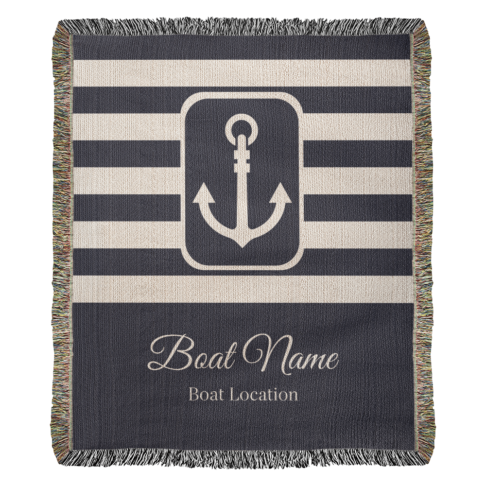Personalized Boat Heirloom Woven Blanket