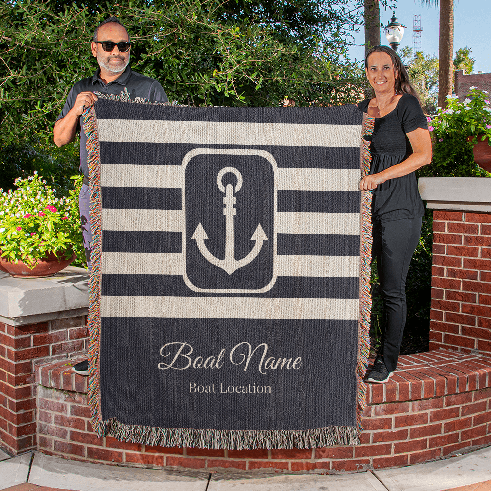 Personalized Boat Heirloom Woven Blanket