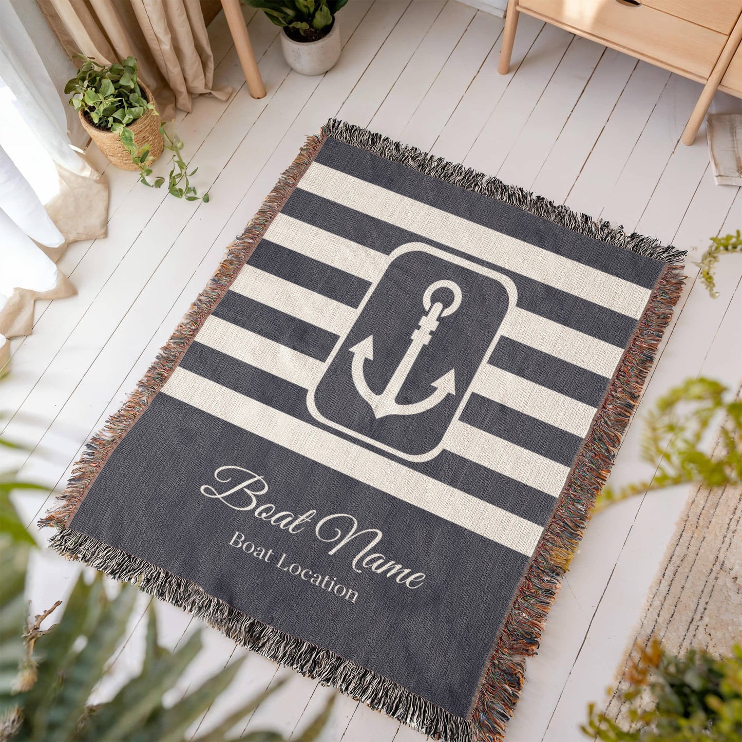 Personalized Boat Heirloom Woven Blanket
