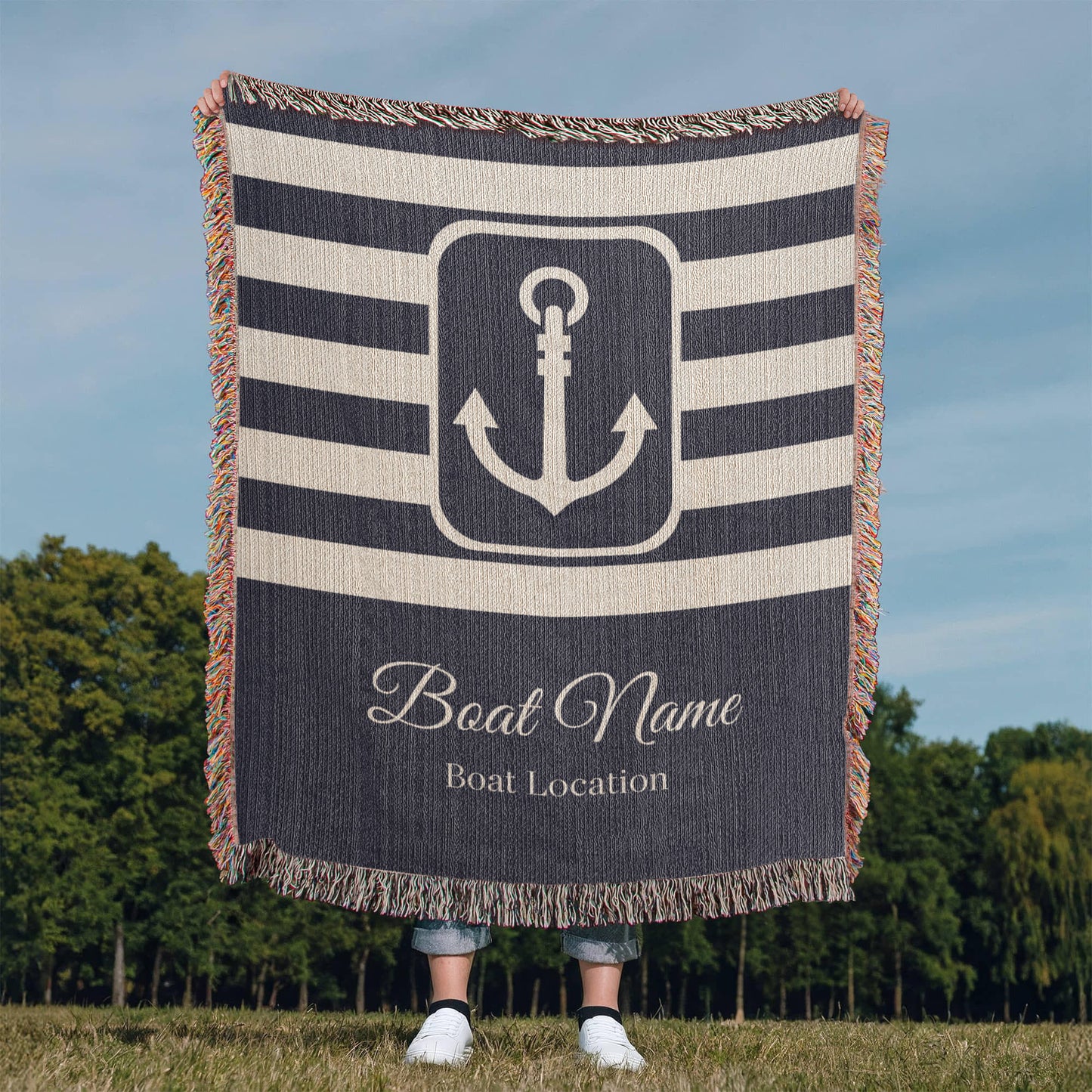Personalized Boat Heirloom Woven Blanket
