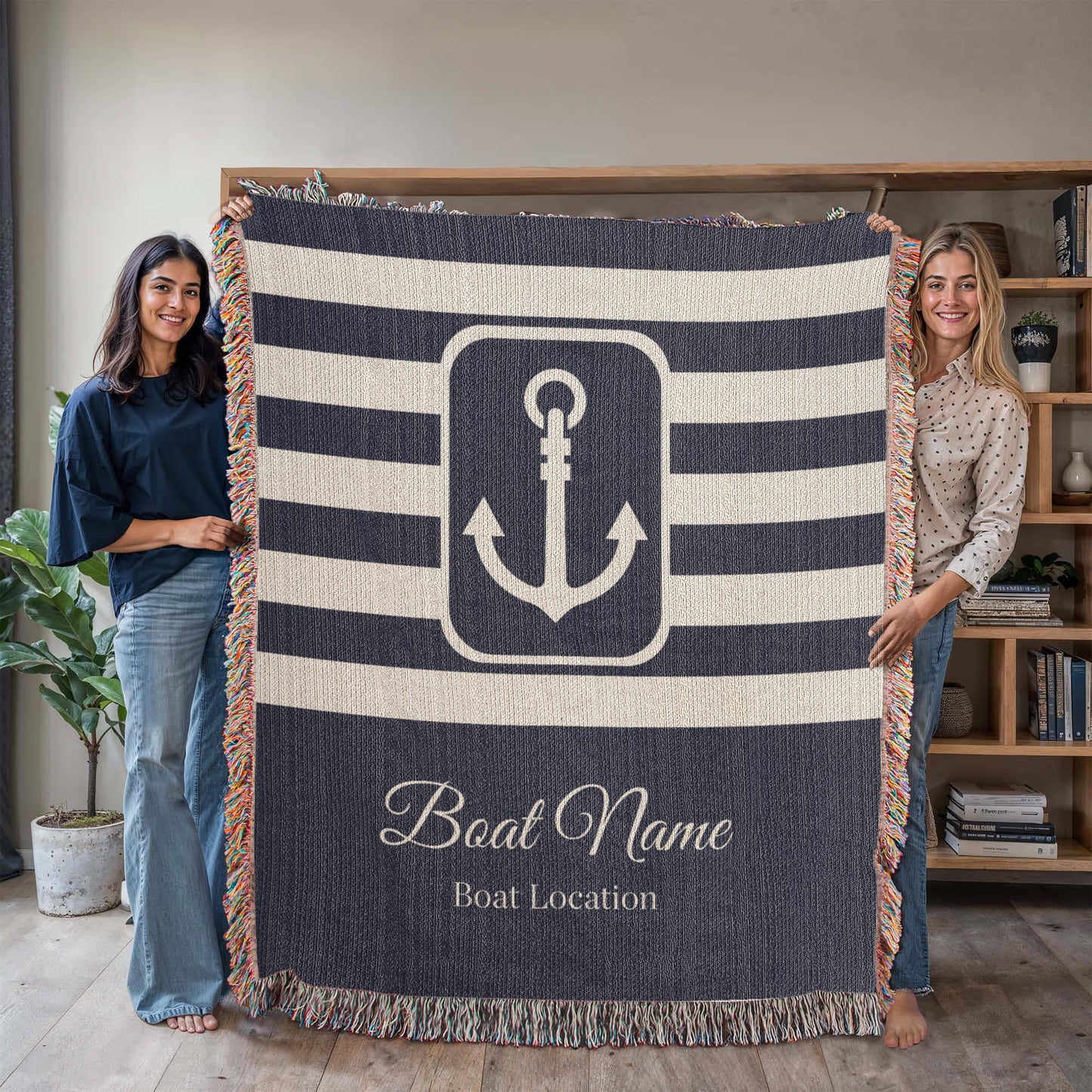 Personalized Boat Heirloom Woven Blanket