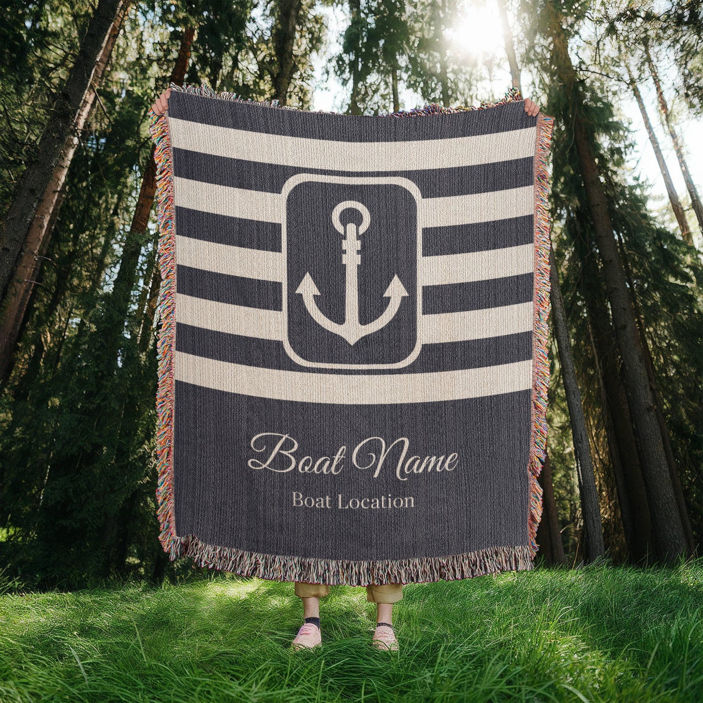 Personalized Boat Heirloom Woven Blanket
