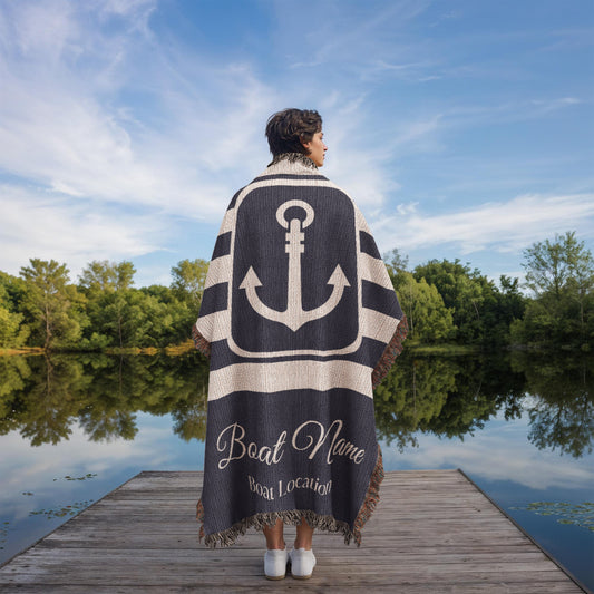 Personalized Boat Woven Blanket