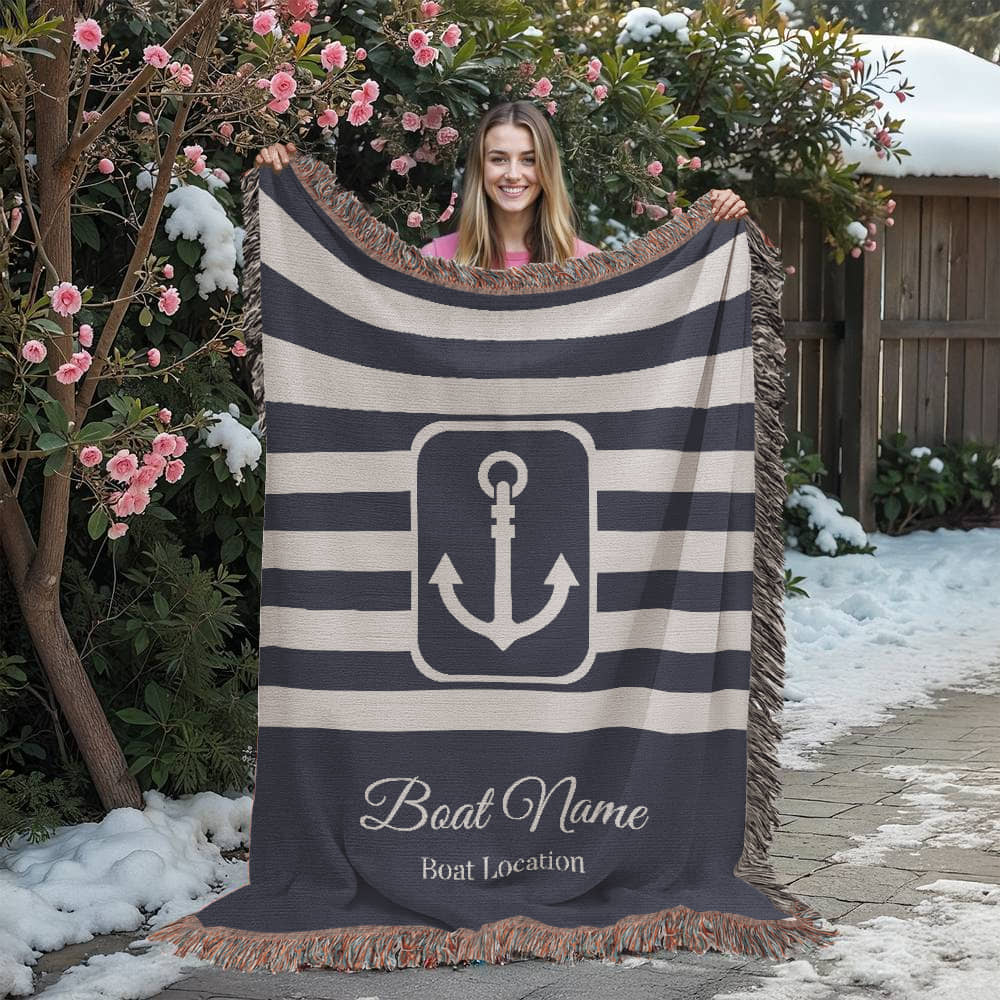Personalized Boat Heirloom Woven Blanket