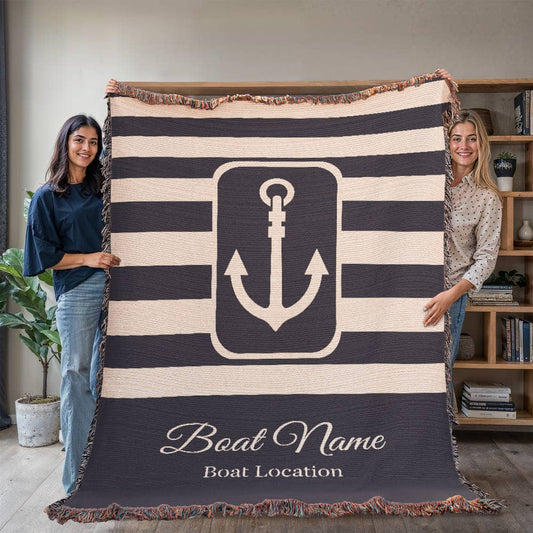 Personalized Boat Heirloom Woven Blanket