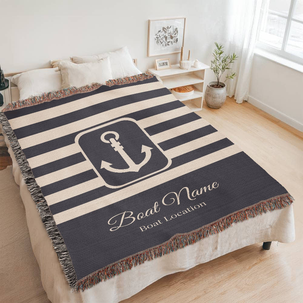Personalized Boat Heirloom Woven Blanket