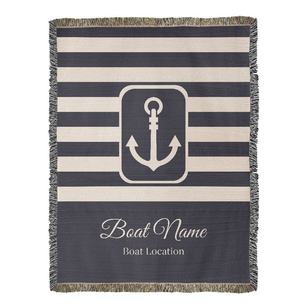 Personalized Boat Heirloom Woven Blanket