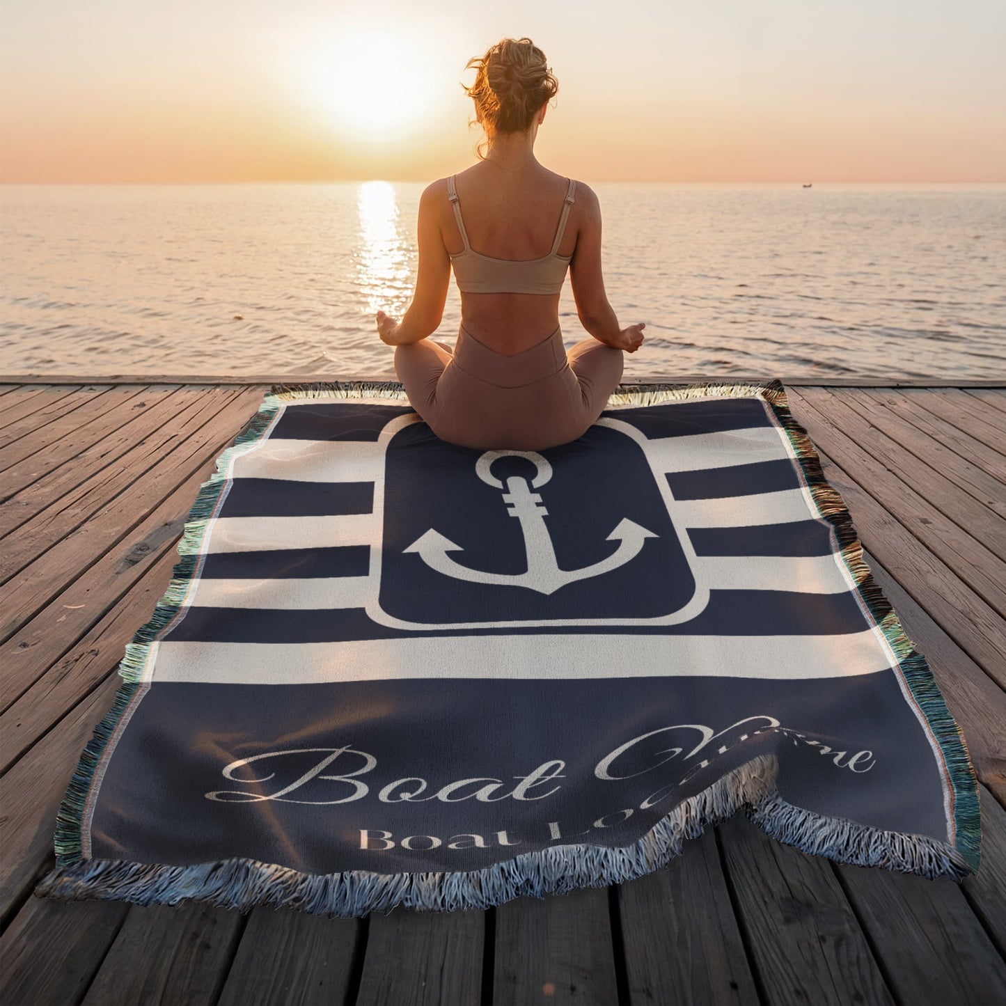 Personalized Boat Woven Blanket