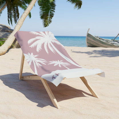 Personalized Pink Palm Trees Beach Towel