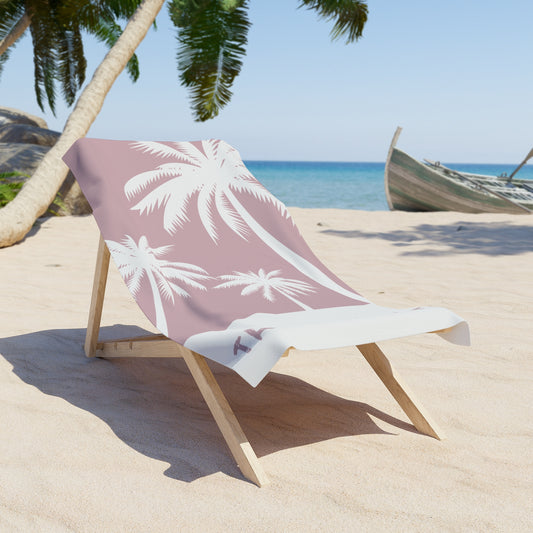 Personalized Pink Palm Trees Beach Towel