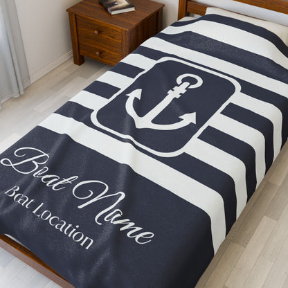 Personalized Boat Plush Blanket