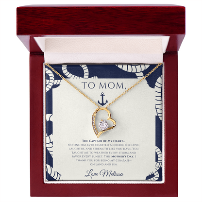 Mom - Captain of My Heart - Personalized Nautical Love Necklace
