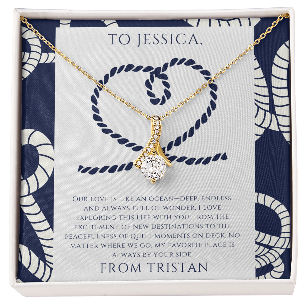 Wife - Our Love is Like an Ocean - Personalized Ocean Drop Necklace