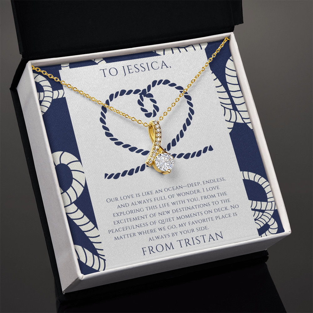 Wife - Our Love is Like an Ocean - Personalized Ocean Drop Necklace