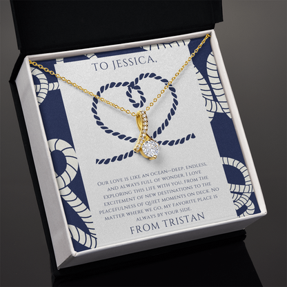 Wife - Our Love is Like an Ocean - Personalized Ocean Drop Necklace