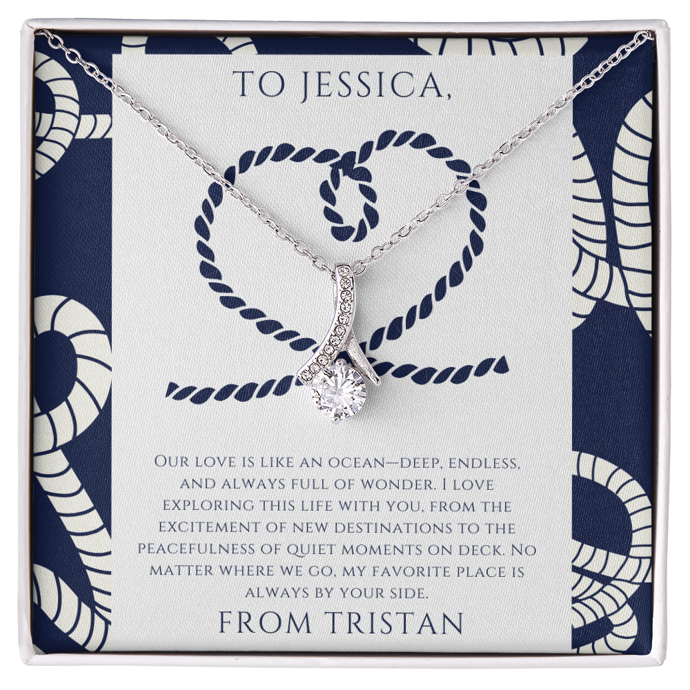 Wife - Our Love is Like an Ocean - Personalized Ocean Drop Necklace