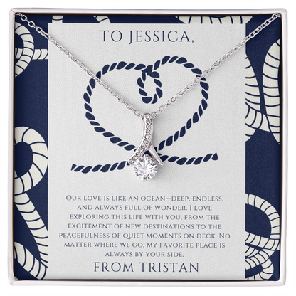Wife - Our Love is Like an Ocean - Personalized Ocean Drop Necklace