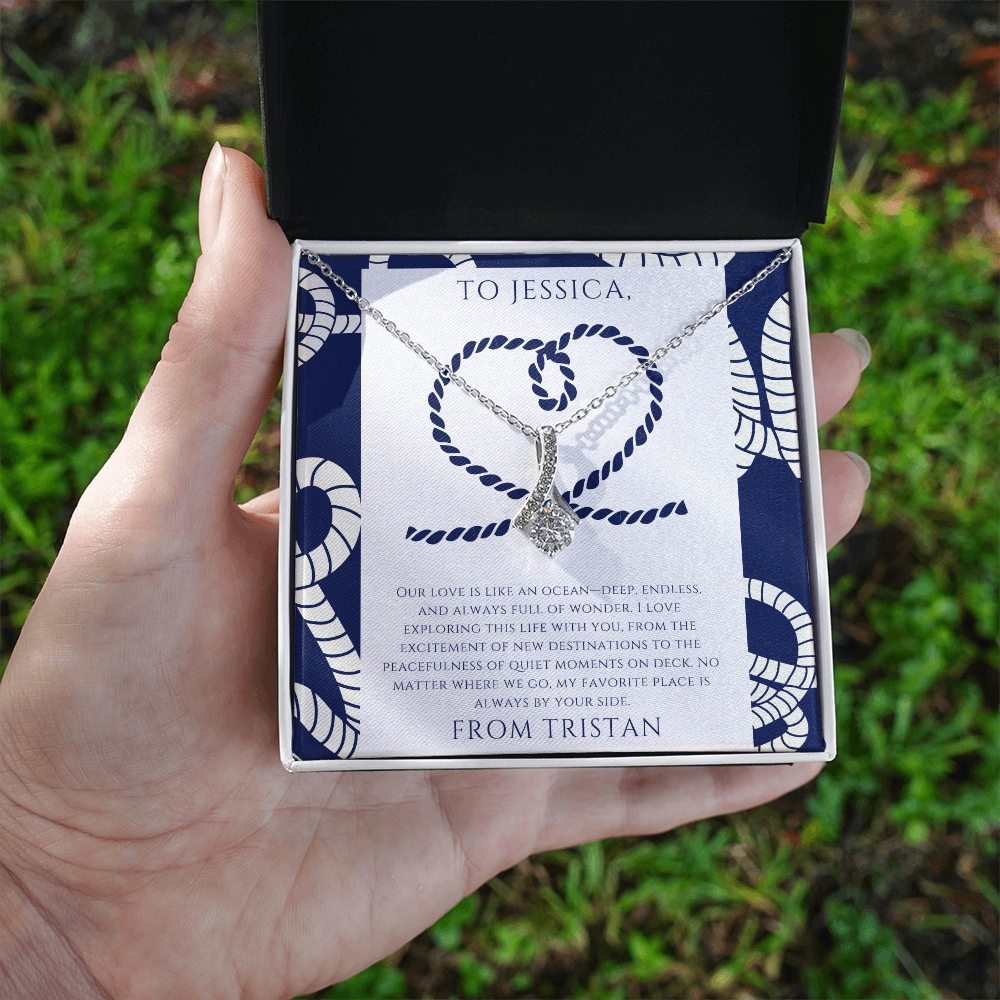 Wife - Our Love is Like an Ocean - Personalized Ocean Drop Necklace