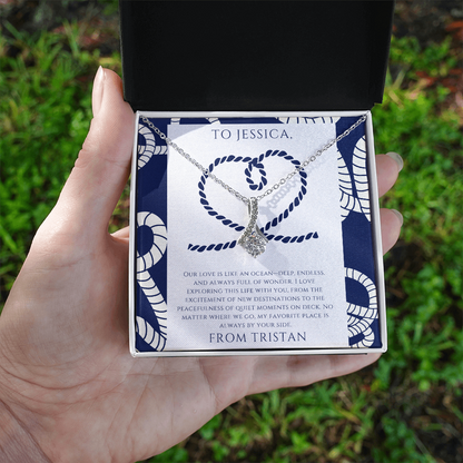 Wife - Our Love is Like an Ocean - Personalized Ocean Drop Necklace