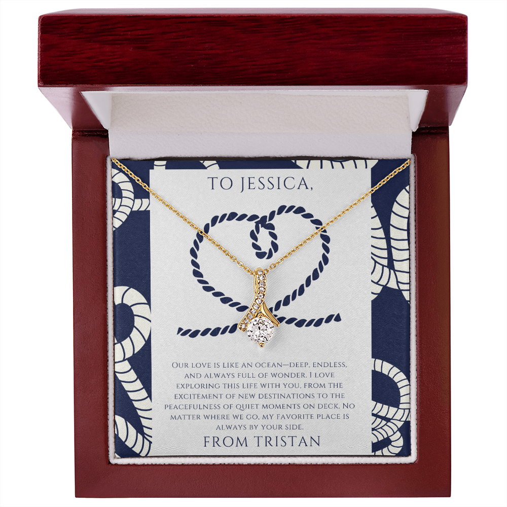 Wife - Our Love is Like an Ocean - Personalized Ocean Drop Necklace