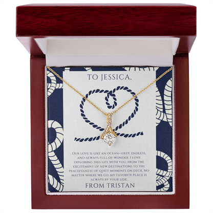 Wife - Our Love is Like an Ocean - Personalized Ocean Drop Necklace