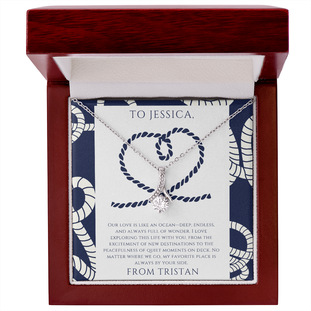 Wife - Our Love is Like an Ocean - Personalized Ocean Drop Necklace