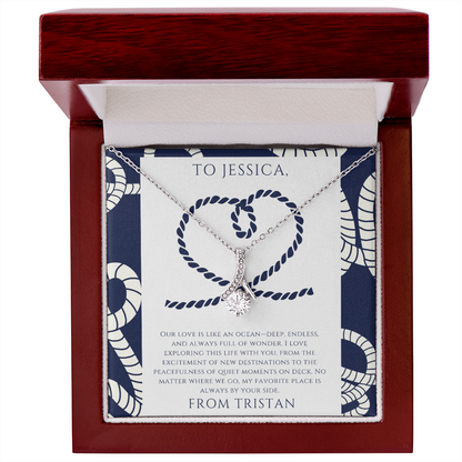 Wife - Our Love is Like an Ocean - Personalized Ocean Drop Necklace