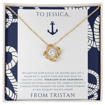 Personalized for Wife - Your Love is My Lighthouse - Ocean Drop Necklace