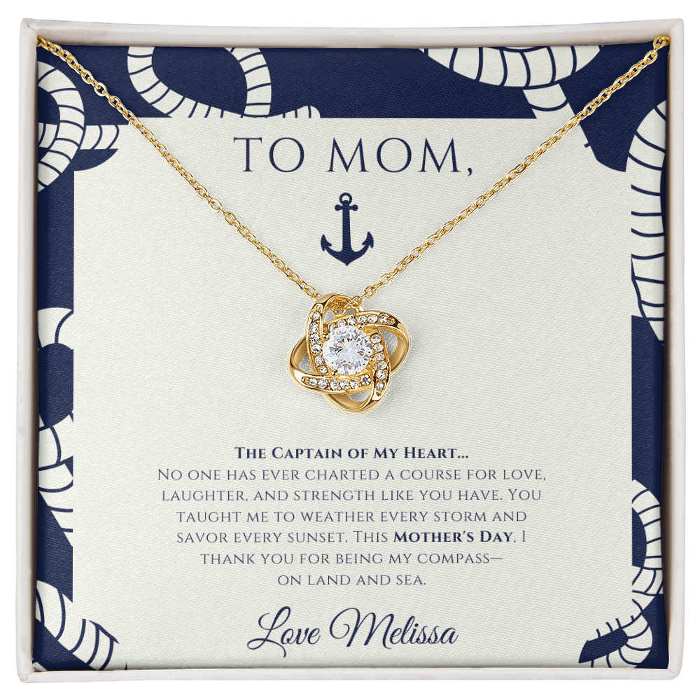Personalized for Mother's Day - Captain of My Heart - Ocean Drop Necklace