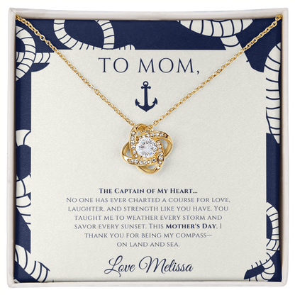 Personalized for Mother's Day - Captain of My Heart - Ocean Drop Necklace