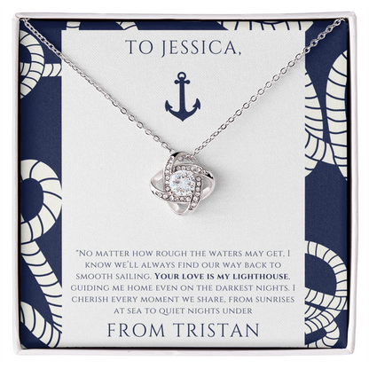 Personalized for Wife - Your Love is My Lighthouse - Ocean Drop Necklace