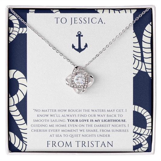 Personalized for Wife - Your Love is My Lighthouse - Ocean Drop Necklace