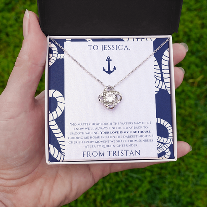 Wife - Your Love is My Lighthouse - Personalized Nautical Love Necklace