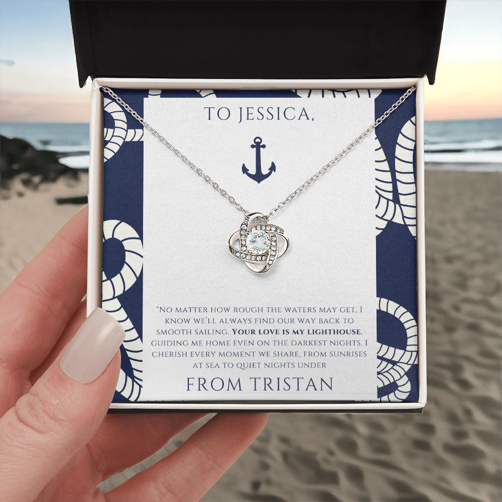 Personalized for Wife - Your Love is My Lighthouse - Ocean Drop Necklace