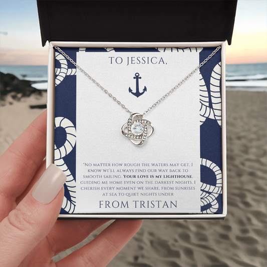 Wife - Your Love is My Lighthouse - Personalized Nautical Love Necklace
