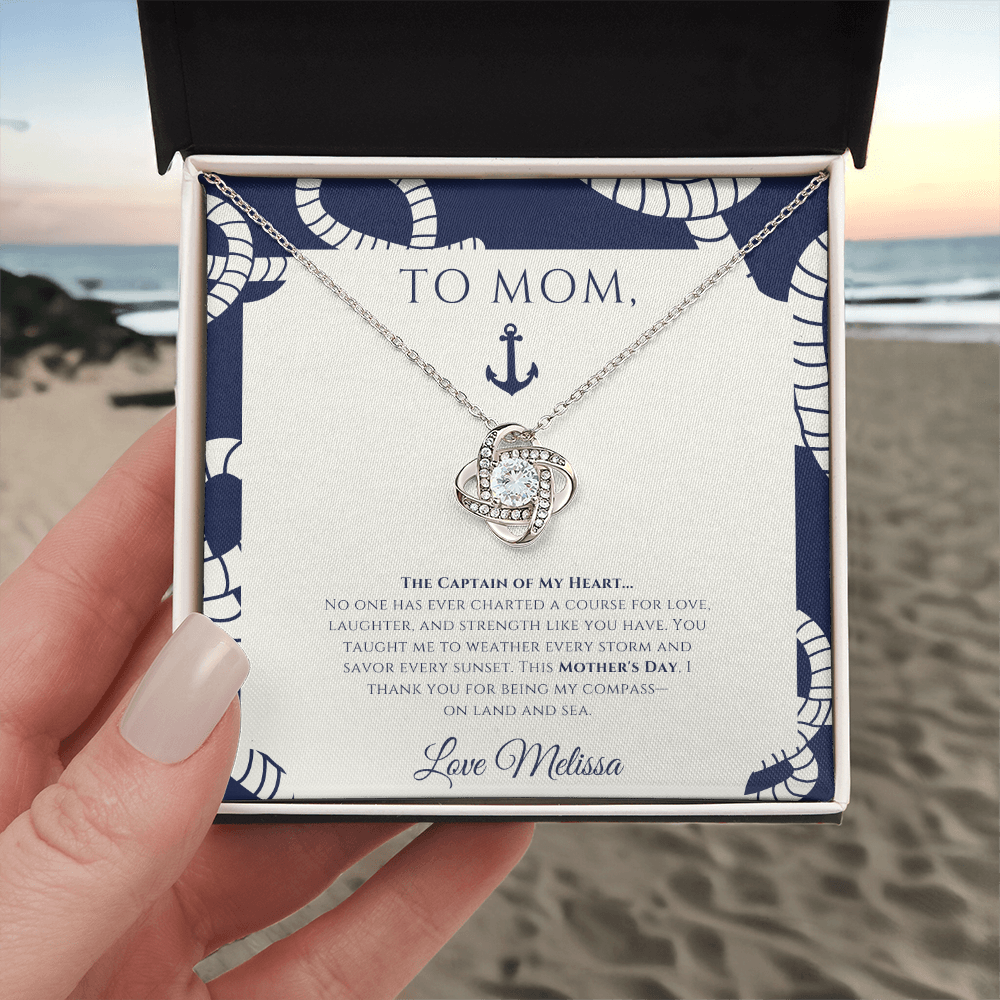 Personalized for Mother's Day - Captain of My Heart - Ocean Drop Necklace
